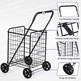 Grocery Shopping Cart, Foldable Heavy Duty Utility Cart w/Large Wheels for Easy Installation and Removal