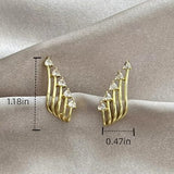 YOIHUR 14K Glod Triple Illusion Claw Stud Earrings for Women, Multiple Huggie Hoop Earrings for One Hole, Gold Earrings for Women Trendy Simple Hypoallergenic Jewellery Festival's Gifts