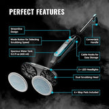 Pursteam ScrubMaster Steam Mop with Dual Scrubbing Head, LED Headlights, Adjustable Steam Control, Anti-Slip Swivel Head, Cable Holder & Upright Lock
