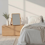 ZOROSY Desk Makeup Mirrors with Wood - Rectangle Wall-Mounted Mirrors Table Mirrors for Living Room Bedroom Birthday Gifts (10.5" L x 7.8" W)