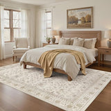 WITSHOCK 12x18 Area Rugs for Living Room Washable Vintage Rug Beige/Brown