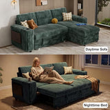 Vipbear 86" Modular Sectional Sleeper Sofa with Pull Out Bed, 3 Seat Plush Corduroy L Shaped Couch with Storage Chaise