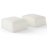 40" Oversized Square Corduroy Ottoman, Large Ottoman Pouf Footstool, Beige