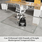 Glass Chair Mat 48" x 60" Heavy Duty Tempered Glass Office Chair Mat