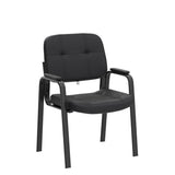 CLATINA Waiting Room Guest Chair with Bonded Leather Padded Arm Rest for Office Reception and Conference Desk Black 2 Pack