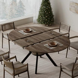 42"-58" Extendable Round Dining Table for 4-6, Kitchen Oval Table with Hidden Leaves & Storage Shelf