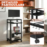 tonchean AV Presentation Cart with Keyboard Tray for Video Projector Computer Printers,
