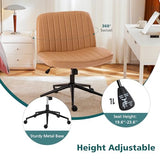 OLIXIS Criss Cross Chair with Wheels Wide Cross Legged Office Desk Vanity Chair Comfy Fabric Armless Adjustable