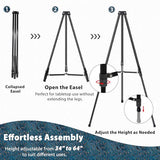 Adjustable Easel Stand for Sign, Portable Black Floor Standing Easels for Artwork, Painting