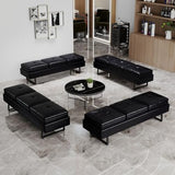 Waiting Room Chairs - 12-Seat Reception Chairs Modern Entryway Bench with Thickened Cushion PU Leather