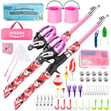 WIDDEN 2 Pack Kids Fishing Pole, Portable Telescopic Kids Fishing Poles Set for Boys and Girls, Fishing Rod and Reel Combo Kit with Tackle Box, and Fishing Net, Best Fishing Pole for Toddler Youth