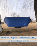 Sunyear Camping Hammock-Hammocks with Net and Rain Fly Tarp - Portable Single&Double Lightweight Nylon Parachute Hammocks with Hammock Tree Straps for Backpacking Hiking Travel Camping Indoor Outdoor