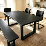Wood Dining Room Table，Rustic Live Edgesolid Wood Farmhouse Kitchen Table