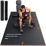 Rendpas Large Exercise Mat for Home Gym & Garage Flooring- 6'x4' /7'x5'/10'x6' (8mm), Non-Slip, High-Density & Shoe-Friendly | Thick Workout Mats