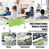 Portable Folding Conference Table with Silent Locking Wheels, Modern Mobile Flip Top
