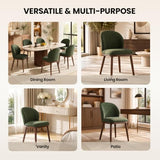 Mid-Century Modern Dining Chairs Set of 4, Upholstered Kitchen Chairs with Solid Wood Legs & Built-in Handle