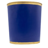 Jaye's Studio Decorative Waste Basket for Bathroom Trash Can Wastebasket, Oval Metal Trash Bin for Bedroom, Office, Blue Garbage Can for Dorm, Blue Trash Can Gold Office Decor, 12" x 10" x 8"