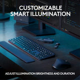 MX Keys S Combo - Performance Wireless Keyboard and Mouse with Palm Rest, Customizable Illumination,