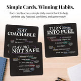 Athlete Mindset & Motivation Cards – 52 Winning Habits for Confidence, Grit & Mental Toughness – For Athletes, Coaches & Parents – Includes Wooden Display Stand – Gift for Athletes & Coaches