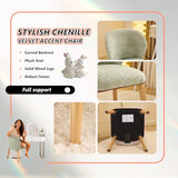 VINGLI Chenille Curved-Back Armless No Wheels Vanity Chair for Girls, Cute & Furry