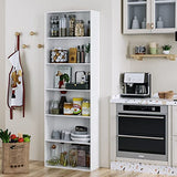 FOTOSOK 6-Tier Open Bookcase and Bookshelf, Freestanding Display Storage Shelves, White