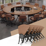 Conference Table, Round | Rectangular Training Table, Mobile Modular Meeting Room Table with Locking Wheels