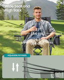 SONGMICS Camping Chair, Folding Oversized Chair, Comfortable and Heavy-Duty, 352 lb Weight Capacity, Adjustable Armrests with Cooler Bag, Storage Bag, Breathable Mesh, Ink Black UGCB060B01