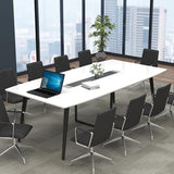 Loomie 8FT Conference Table, 94.49" L x 47.24" W x 29.53" H Meeting Seminar Table with Grommet, Large Boat Shaped Computer Desk