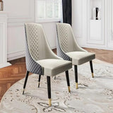 POVISON 79" Modern Dining Table Set, Black Kitchen Table and Grey PU Chairs