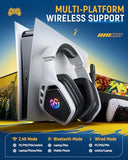 Tatybo Wireless Gaming Headset for PC, Ps5, Ps4, 2.4 Ghz USB & Type-C Gaming Headphones with Microphone