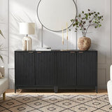 mopio Brooklyn Fluted Storage Cabinet, Modular Accent Buffet Sideboard with Adjustable Shelf