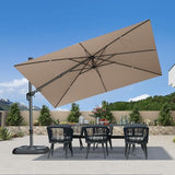PURPLE LEAF 11' X 8' Left-right Tilting Patio Umbrella Outdoor Cantilever Swivel Rectangle Umbrella with Tilt Aluminum Offset Umbrella with 360-degree Rotation for Garden Deck Pool Patio Beige