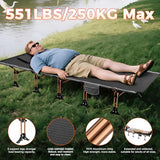 KingCamp Oversized XXL Camping Cot, Folding Portable Lightweight Ultralight Large Wide Heavy Duty 551lbs Sleeping Bed for Adult Backpacking Outdoor Travel Hiking Tent, Black