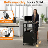 Mobile AV Cart - Adjustable Height Computer Cart with Cabinet