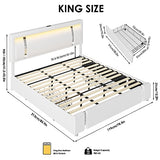 Keyluv King Size Bed Frame with RGB LED Lights & 2 Storage Drawers