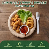 Yarmchahk Disposable Paper Plates, 6 inch Heavy Duty Paper Plate, Soak and Cut Proof, Natural Biodegradable Bagasse Plates for Microwave, Dinner, Party, Picnic,125 Pack