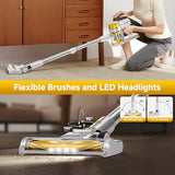 fenhua Cordless Vacuum Cleaner, 35Kpa Vacuum Cleaner for Home, 45Mins Stick Vacuum with LED Display, Anti-Tangle & Wall Mount Charging, 6 in 1 Lightweight Vacuum for Hard Floors, Carpet, Pet Hair