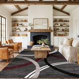 Rugshop Wavy Circles Modern Non-Shedding Living Room Area Rug Red 12' x 15'