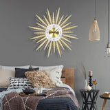 Anmotpe 23 inch Gold Starburst Wall Clock, Silent Non-Ticking Large Modern Starburst Decorative Clock for Home Decor, Living Room, Bedroom, Office