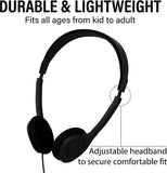 Maeline Bulk Classroom Student Headphones with Microphone, On Ear Stereo Headphones with Mic for Kids Online Learning, Library, School, Airplane, Travel - 3.5mm Plug - 20 Pack