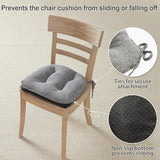 Quilmfoam 16.5"x15.5" Kitchen Chair Cushions Set of 4 for Dining Chair, Soft Tufted Non-Slip Memory Foam, Dark Grey