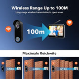 Wireless Smart Video Doorbell Intercom System, WiFi 1080P Video Doorbell Camera with Monitor,