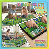 HBUFBUQ Non Slip City Road Traffic Carpet for Toy Cars, Kids Play Rug 3x5 Feet Education Town Map with Zoo and Shop Learning Area Rug for Boys Girls Playroom Bedroom