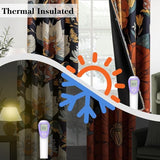 Tyrot Black Boho Floral 100% Blackout Curtains for Bedroom 72 inch Long 2 Panels Mid Century Botanical Black Out Curtains for Living Room Grommet Thermal Insulated Room Darkening Window Drapes,52Wx72L