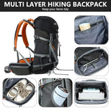 MIVENTO 35L Hiking Backpack - Water-Resistant Nylon Bag with Top Flap Cover, Camping Travel Daypack for Men Women ﻿ (Black)