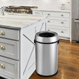 Heavy Duty Stainless Steel Kitchen Trash Can 65L/17 Gallon – Open Top, Commercial Grade Waste Bin