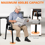 Big & Tall 400 lbs Waiting Room Guest Chair Set of 4, Leather Office Reception Chair No Wheels with Backrest