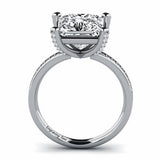 Oseew 10k gold Radiant Cut Engagement Rings 2ct Moissanite Engagement Rings for Women With Engraving Text(White gold)