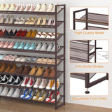 NEYCIL Large Shoe Rack 8 Tier Shoe Organizer, Heavy Duty Metal 4-Tier Stackable Shoe Storage Vertical Shoe Rack for Closet Front Door Entrance, Up to 50 Pairs, 44.8" W x 11.4" D x 56.7" H, Bronze