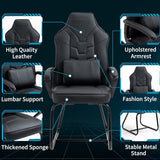 Leather Office Guest Chair No Wheels High Back Computer Reception Chairs